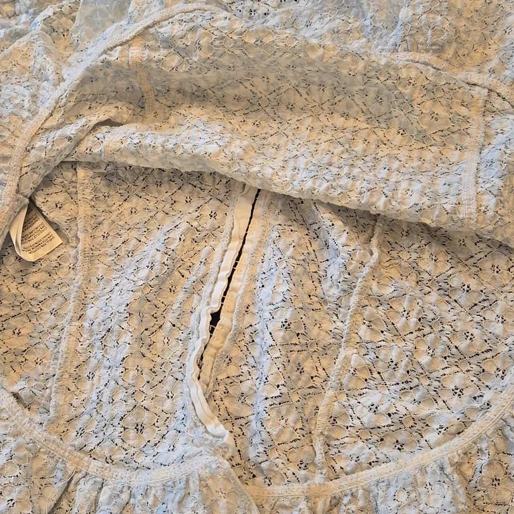💙 Free People Light Blue Textured Puff Sleeve Blouse | Large | NWOT